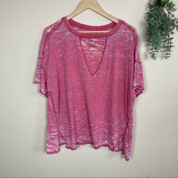 Free People Tops - We the Free Boxy Cutout Burnout Tee Drop Shoulder Pink